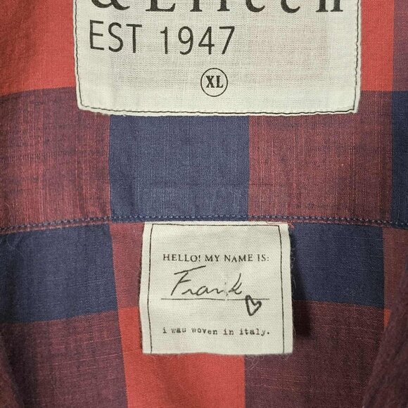Frank & Eileen 'Frank' Buffalo Plaid Cotton Shirt $248 Red and Navy Size XL - Picture 5 of 10